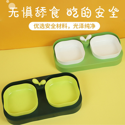 New cat bowl factory wholesale eating and drinking dog bowl double bowl pet supplies leak-proof separate pet bowl