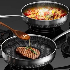 304ステンレスフライパンは鍋にくっつかない家庭用オムレツステーキフライパン烙餅鍋電磁ストーブガスコンロ共通