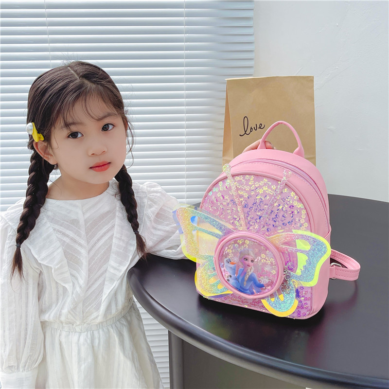 2023 nuevo estilo coreano de los niños mochila princesa occidental ligero pequeño mochila kindergarten sequined pu mochila