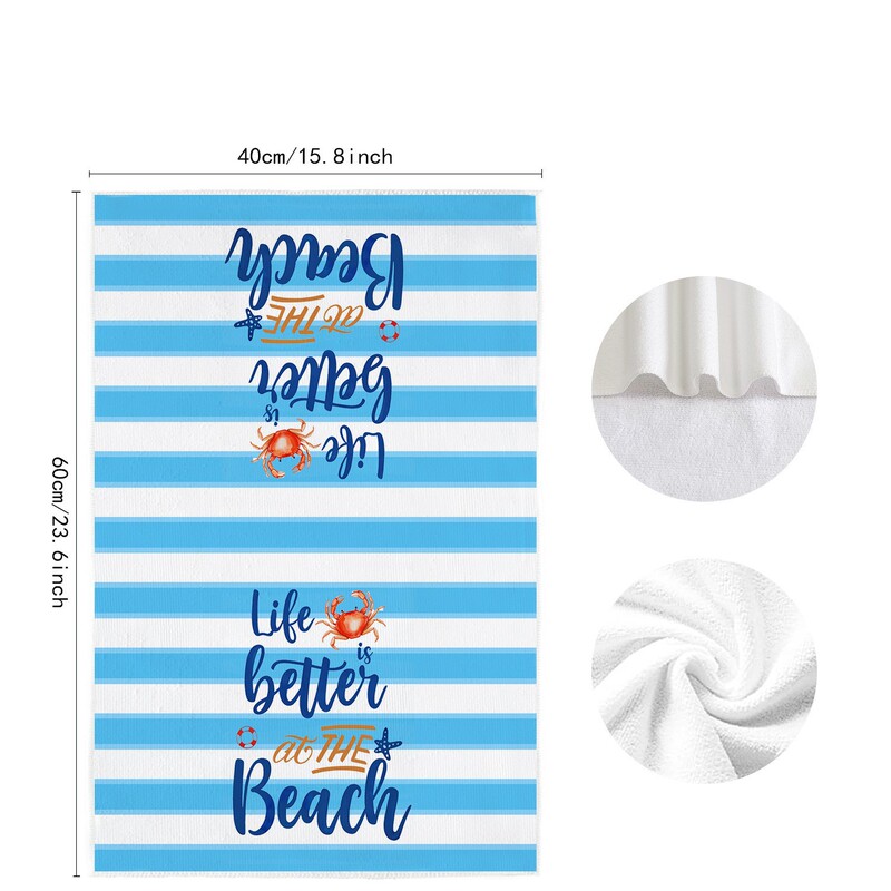 Summer Series Blue Watercolor Plaid Anchor Kitchen Dish Towel Microfiber Absorbent Decorative Household Towel Summer Series Blue Watercolor Plaid Anchor Kitchen Dish Towel Microfiber Absorbent Decorative Household Towel