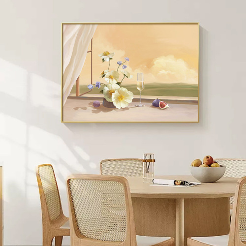 北欧轻奢餐厅装饰画花卉ins艺术饭厅餐边柜壁画入户现代简约挂画