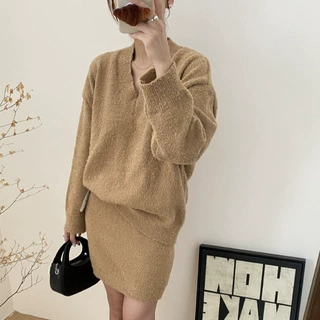 毛衣套装女冬季2026新款气质针织上衣半身裙两件套搭配
