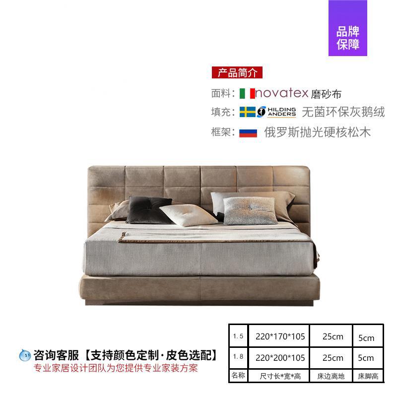 Italia minimalista Lawrence cama de tela esmaltada dormitorio villa de diseño gran piso plano viento crema 1.8 cama de matrimonio doble image 7