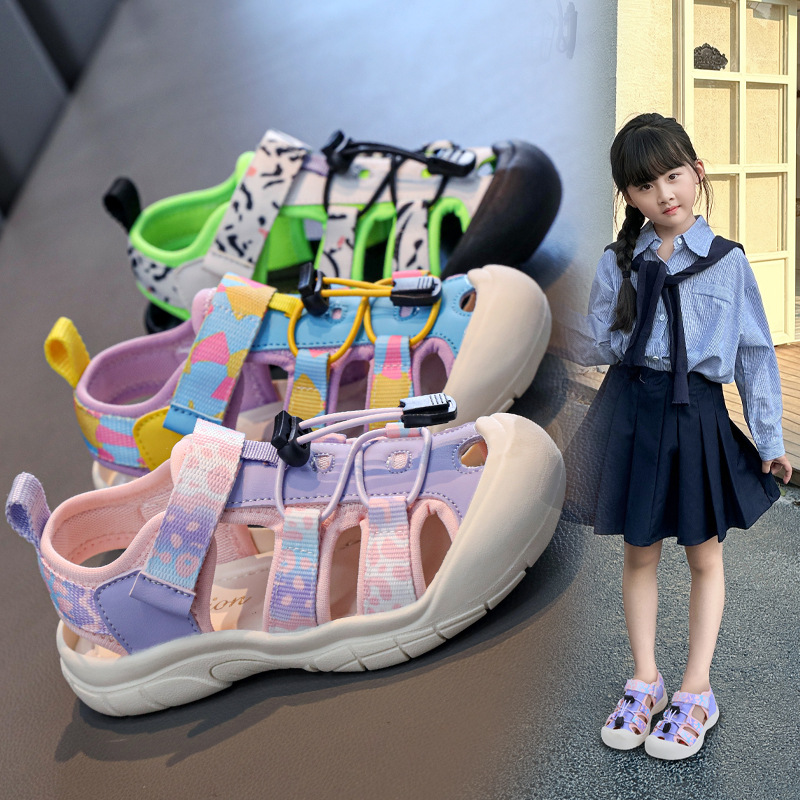 Children's Sports Sandals 2026 Summer Korean Version Girls' Closed-Toe Camouflage Frame Shoes Soft-Soled Kids' Boys' Water Shoes