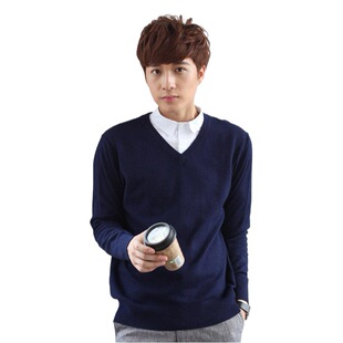 2023 Autumn and Winter New Korean Style Men's Crewneck Large Size Wool Sweater Knitted Loose Solid Color Men's Sweater Base Shirt