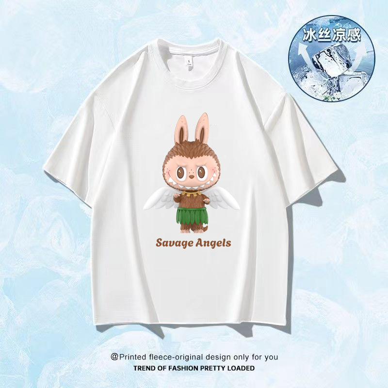 2026 helado seda camiseta impresa de manga corta logotipo grande ropa de trabajo DIY ropa de trabajo impresa de cuello redondo camiseta