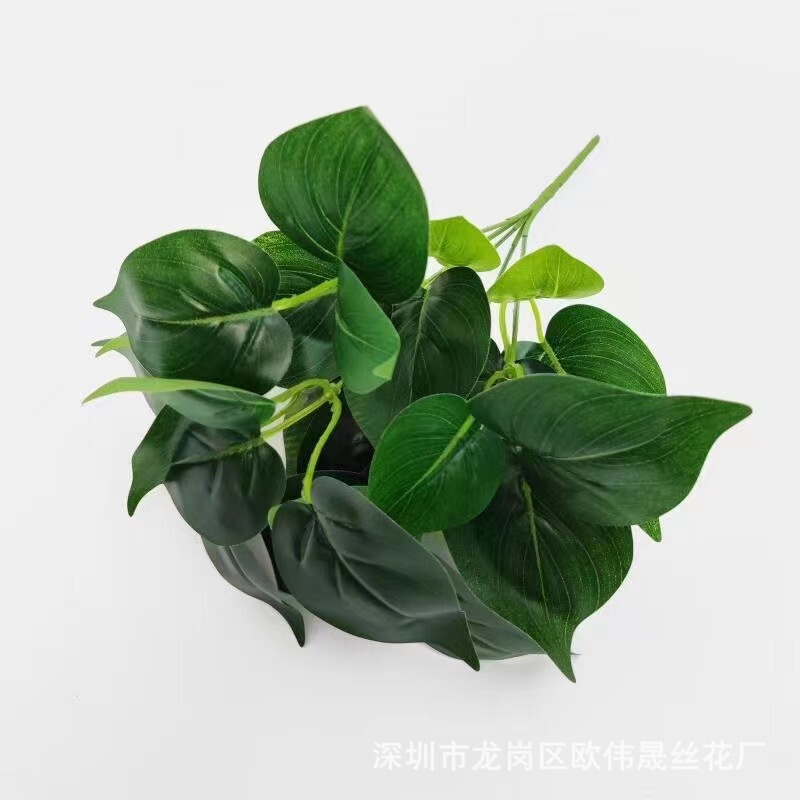 直送7頭PVC製人工観葉植物、グリーンロウ、星点目、偽の葉、ギフト、結婚式の部屋の装飾、飾り物|undefined
