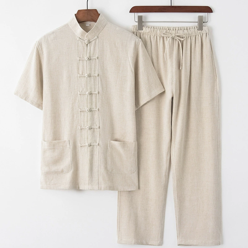 Summer retro set, Hanfu for elderly, with short sleeve, Chinese style