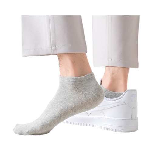 [Xinjiang cotton antibacterial and deodorant] socks pure cotton men's autumn and winter short boat socks solid color independent packaging supermarket wholesale