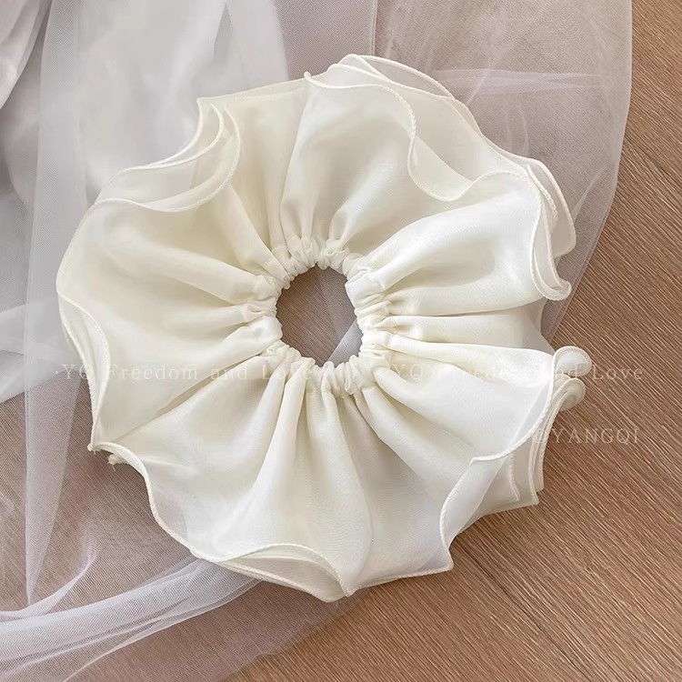 双层雪纺高弹力大肠发圈女甜美气质高级感丸子头马尾头花头绳发饰|undefined