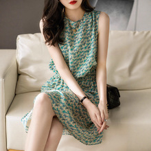 一线大牌清货品牌样衣外贸尾单高端女装碎花无袖轻熟风系带连衣裙