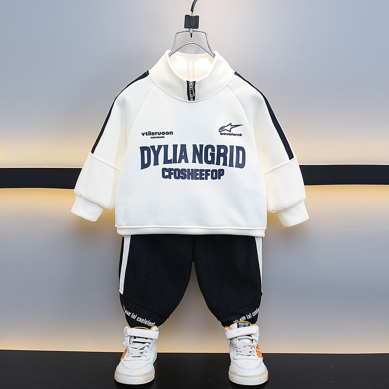 7699 Traje para niños y niños 2025 nueva ropa casual suéter atractivo primavera primavera primavera primavera primavera y otoño bebé traje de dos piezas marea