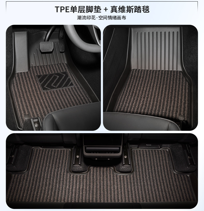 Suitable for Tesla Model YL left and right steering wheel floor mats, front and rear trunk mats, TPE eco-friendly material car floor mats