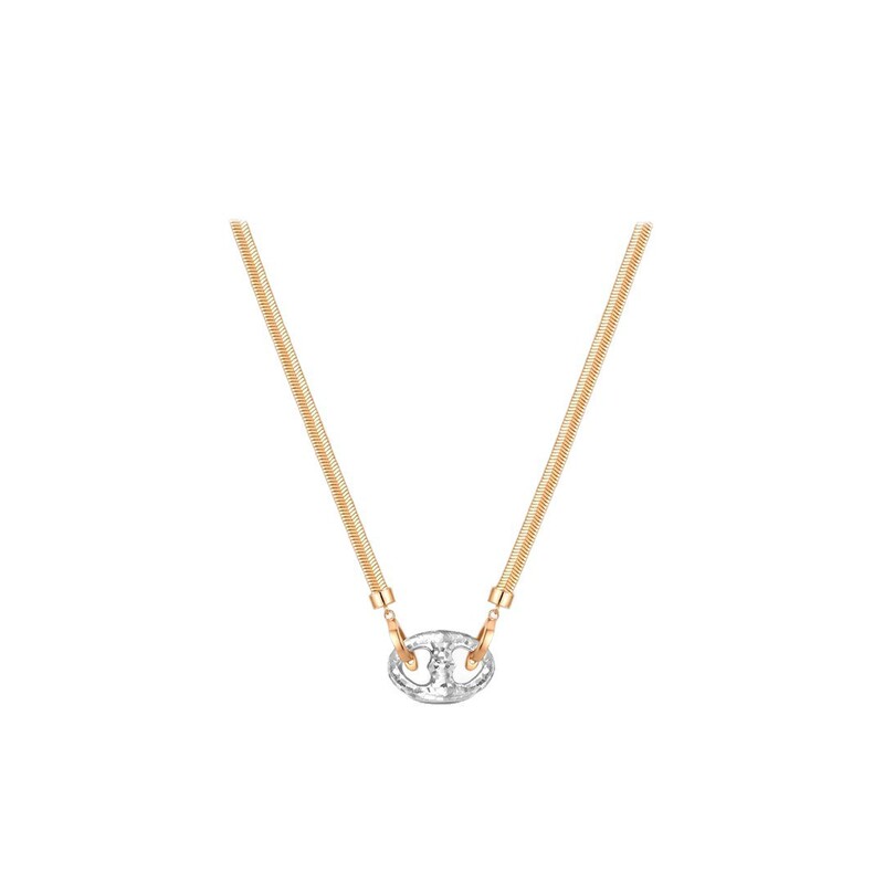Original Luxury Pig Nose Necklace with Niche Design, Gold Hammer Pattern Clavicle Chain, Ice-Crystal Snake Bone Chain for Women Original Luxury Pig Nose Necklace with Niche Design, Gold Hammer Pattern Clavicle Chain, Ice-Crystal Snake Bone Chain for Women