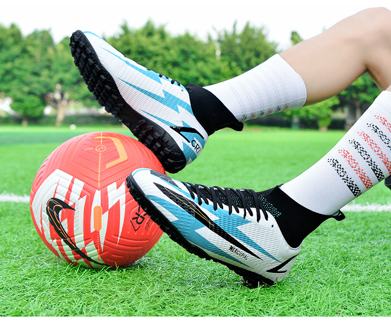 High-Top-Fußballschuhe, fliegende gewebte Socken, Überschuhe, Jungen Mädchen, gebrochener TF-Kunstrasen, AG-Nägel, Wettkampf und_voghion.com