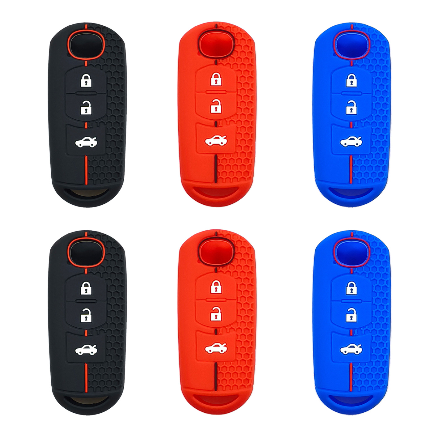 适用马自达昂克塞拉钥匙包阿特兹CX4CX5智能3键蜂窝纹硅胶钥匙套