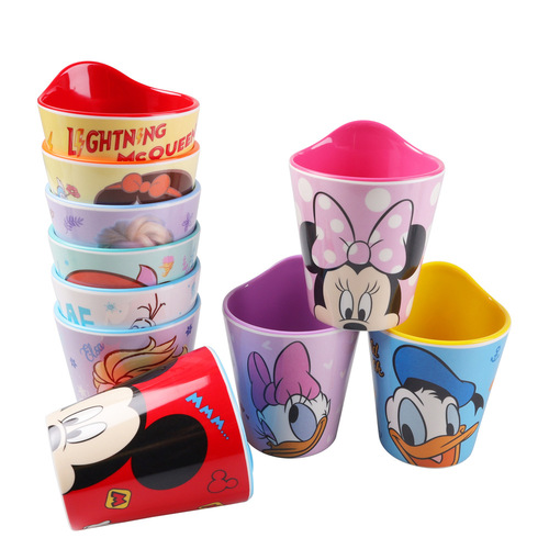 Disney Children's Water Cup Milk Cup Drinking Cup Cartoon Cup Melamine Food Grade Anti-fall High Temperature Resistant Home Use