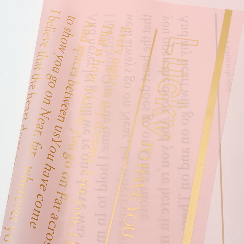 Brillante y afortunado para tener su papel de embalaje de flores, papel Hansu translúcido, estampado en inglés, flores de estilo europeo y americano.
