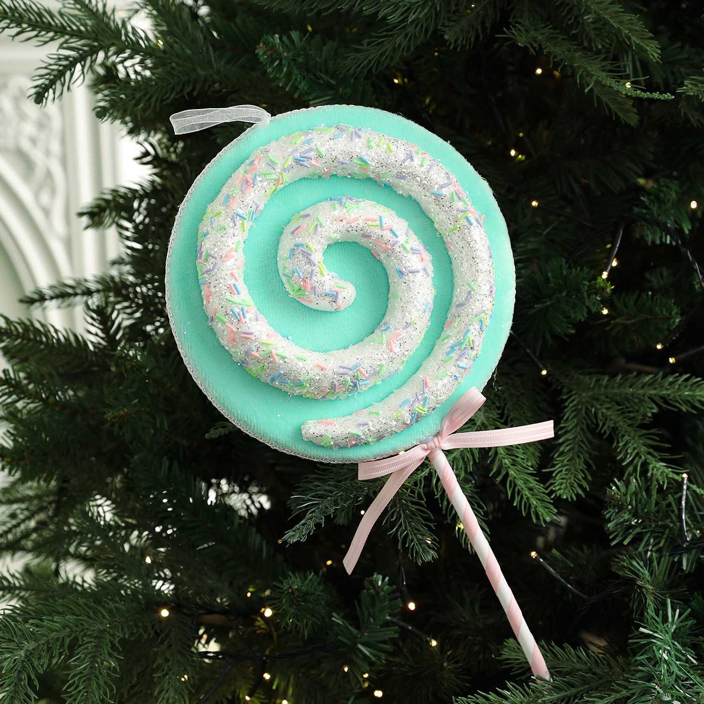 Color transfronterizo Lollipop espuma caramelo polvo pegajoso color árbol de Navidad ventana decoración colgante decoración colgante