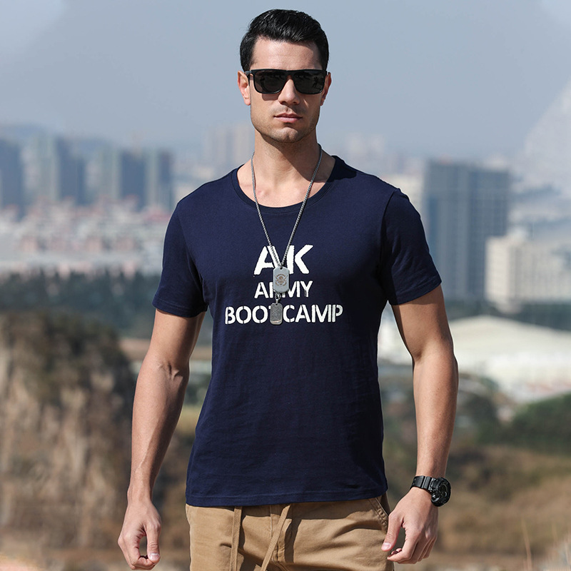 AK ARMY 男裝 2021夏季短袖T恤男軍事復(fù)古字母印花圓領(lǐng)短袖t恤男