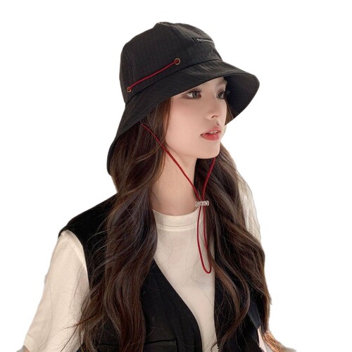 New fisherman hat for men and women in summer outdoor camping drawstring basin hat Japanese large brim sunshade casual sun protection waterproof hat