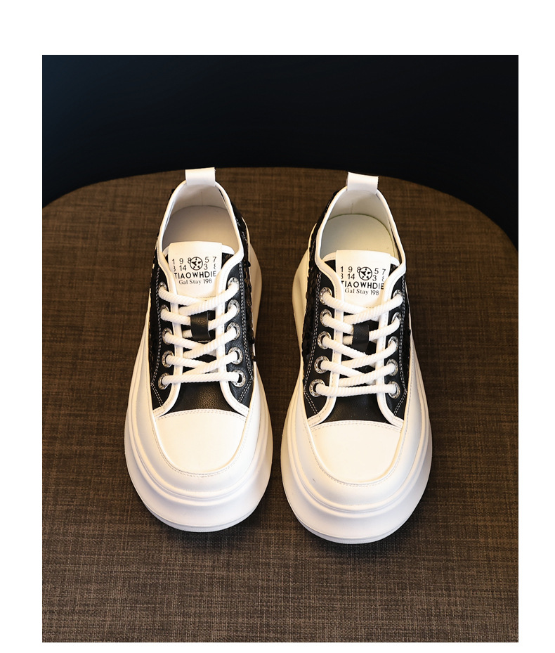 Giày sneaker nữ đế dày chunky mặt lưới phối trắng đa năng — Màu đen chi tiết 19