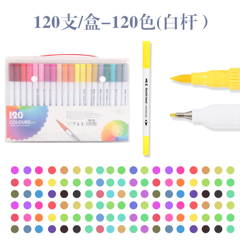 Especial transfronterizo para Amazon productos calientes pluma de acuarela de doble cabeza rotulador de cabeza suave pintura a base de agua traje de Arte de 120 colores