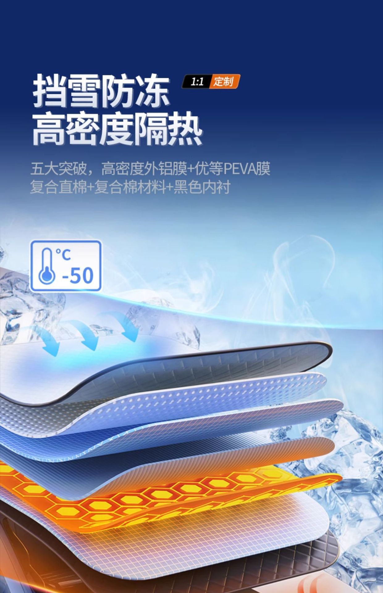 Suitable for Geely Car Snow Cover, Front Windshield Anti-Freeze Cover, Car Cover, Snow-Proof and Frost-Proof Half Windshield Car Cover for Winter