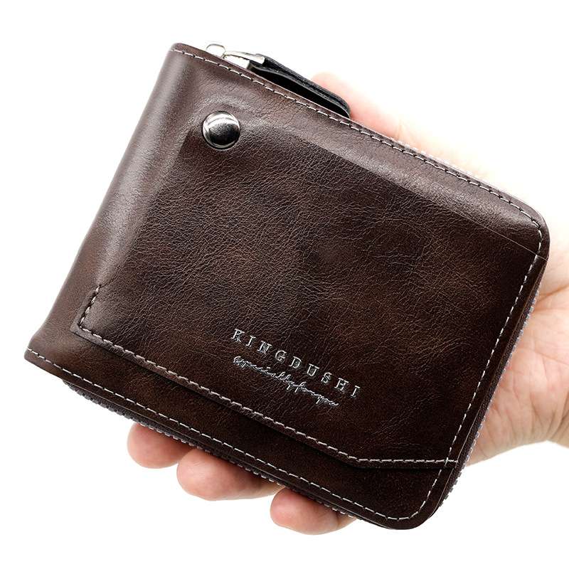 Europa y América retro de los nuevos hombres de la cartera corta de gran capacidad Multi-tarjeta de bolsillo titular de la tarjeta de los hombres de la cartera de la cadena