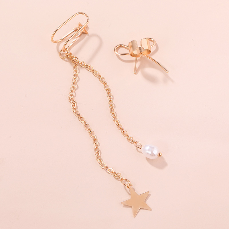 Elegant Stern Legierung Überzug Künstliche Perlen Ohrringe 1 Satz display picture 4