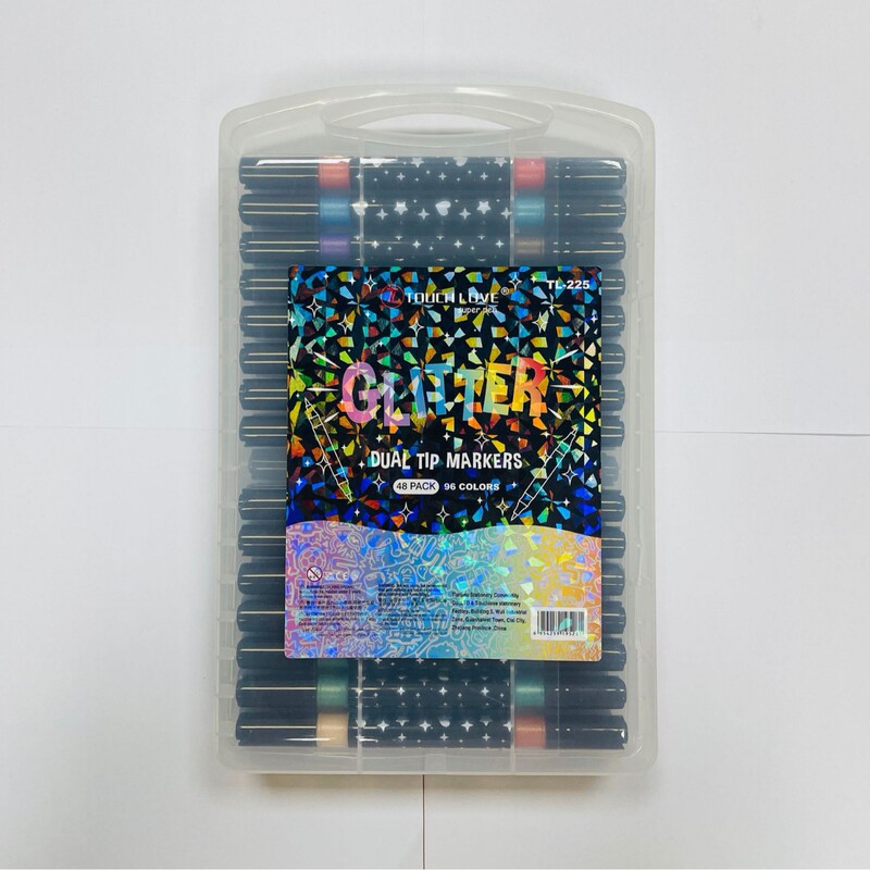 子供用手描き用双頭2色グリッターマーカーペン、太いソフトヘッド、色褪せしない真珠光沢のある光沢のあるブラシ|undefined