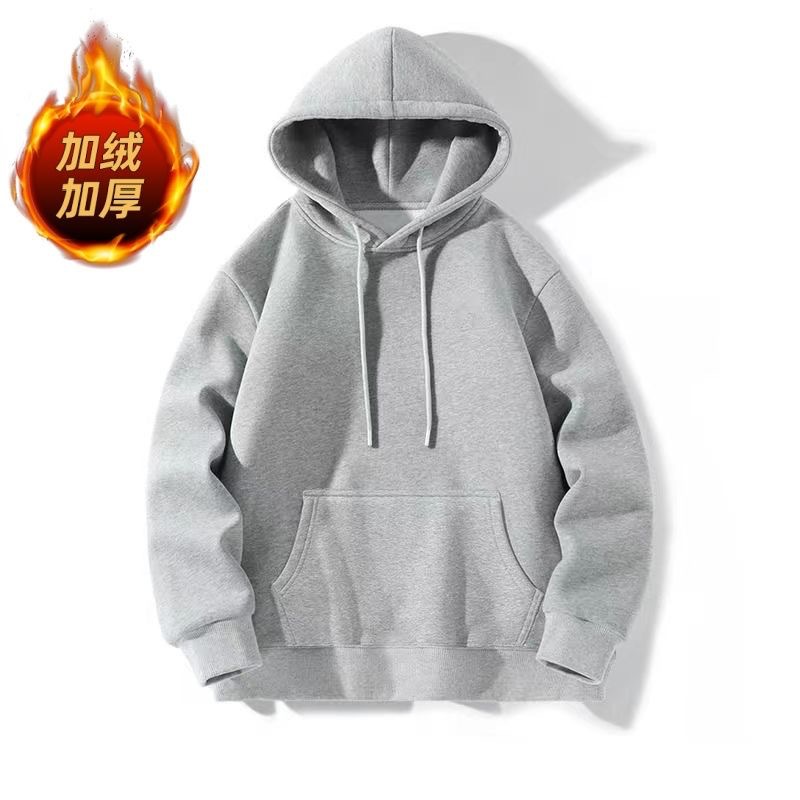 Camiseta de moda callejera americana suelta gris pálido chaqueta con capuzas camiseta de manga larga para hombres y mujeres otoño y invierno pareja ropa de moda