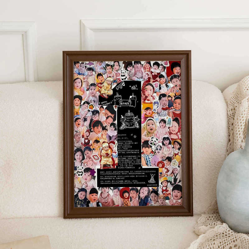 Solid Wood Anniversary Photo Frame Creative DIY Children's First Birthday Digital Picture Frame Printed Photo Wall Hanging with a High-End Feel Solid Wood Anniversary Photo Frame Creative DIY Children's First Birthday Digital Picture Frame Printed Photo Wall Hanging with a High-End Feel