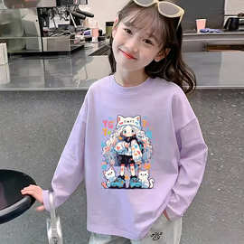 女童纯棉长袖t恤加厚T恤打底衫秋冬内搭儿童衣服女孩春秋季上衣