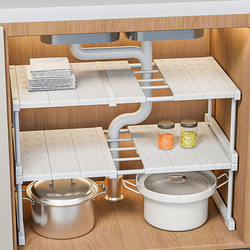 Kitchen Sink Storage Rack Retractable Cabinet Storage Layered Shelf Multifunctional Cabinet Storage Layered Partition