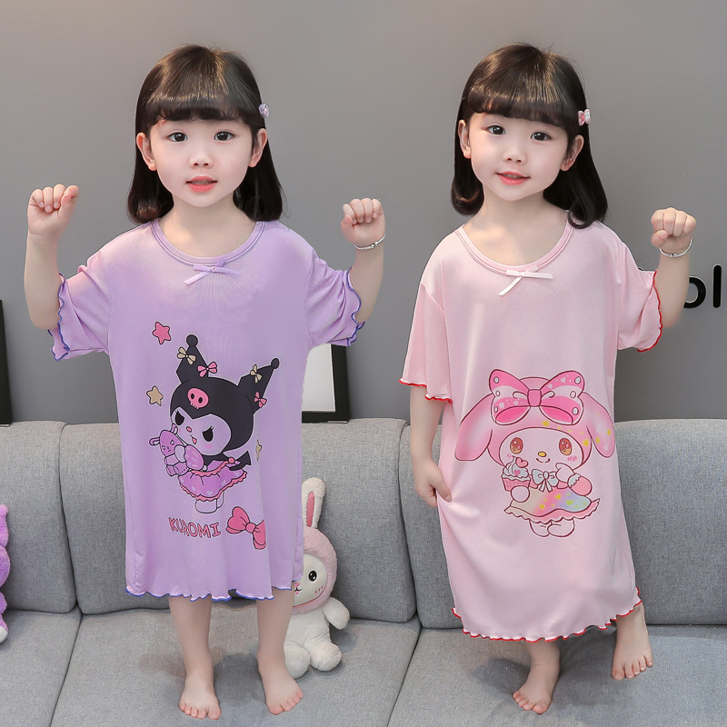 Pijama de niñas pijama de verano delgado bebé hielo ropa de aire acondicionado niñas pequeñas ropa de verano para niños ropa doméstica image 1