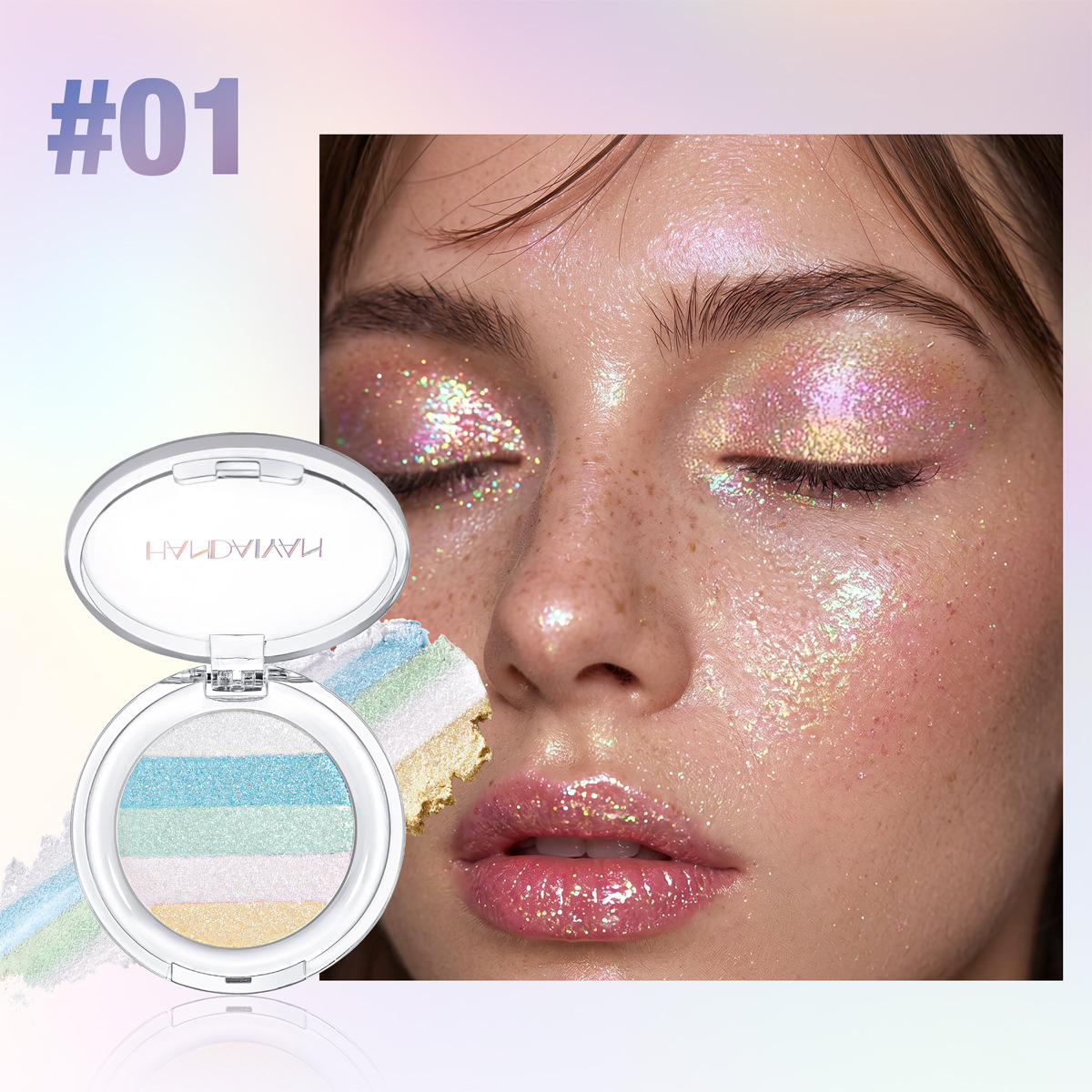 Transfronterizo de sombra de ojos de dragón de color de cinco colores de resaltos de perla brillante HANDAIYAN sombra de ojos de maquillaje de sombra de ojos de brillo al por mayor