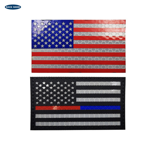 Overseas outdoor infrared reflective American flag Velcro laser cut red and blue lines stars and stripes bag with seal M00004