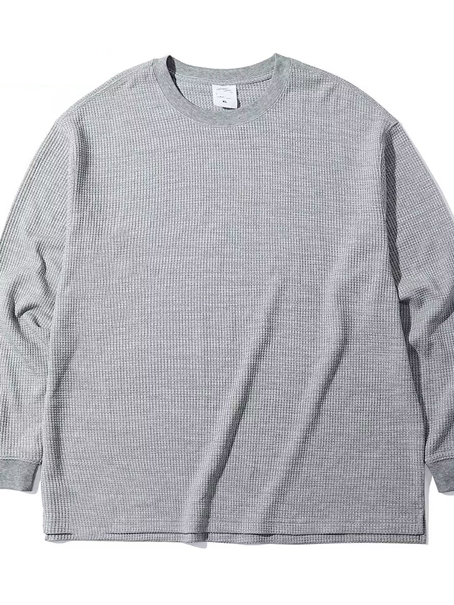 アメリカ式の小さい襟元のワッフルのガードルの男性のヨーロッパの商品は長袖の工装のtシャツを修理します。