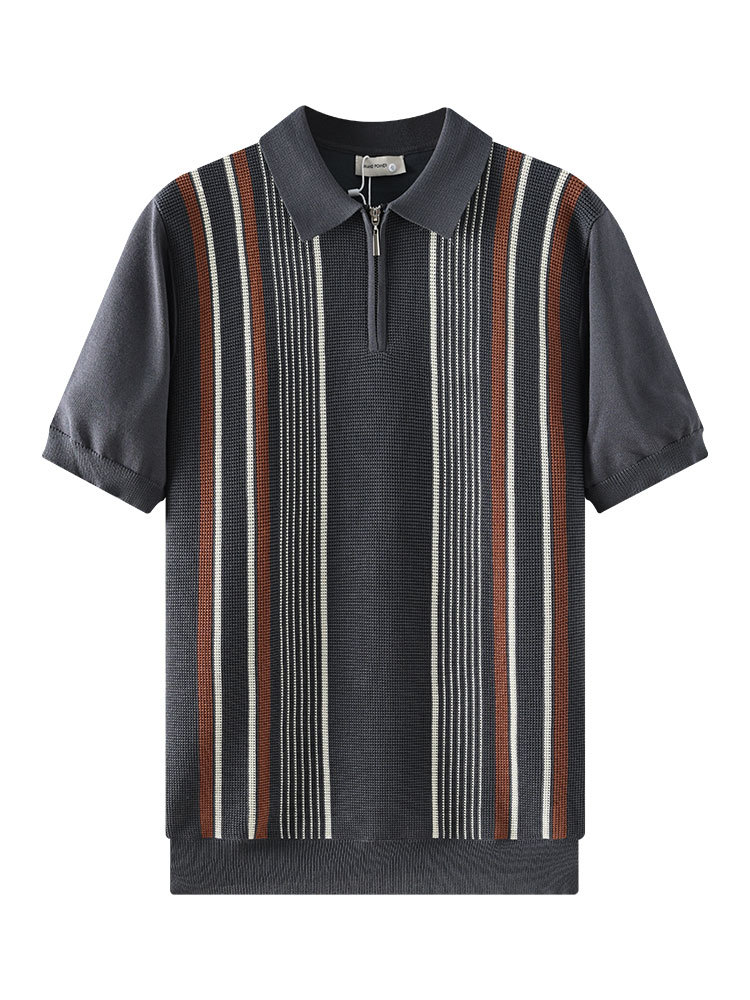 Hombre viejo dinero de punto de hielo polo camiseta de manga corta hombre de negocios casual camiseta de verano chaqueta de hombre