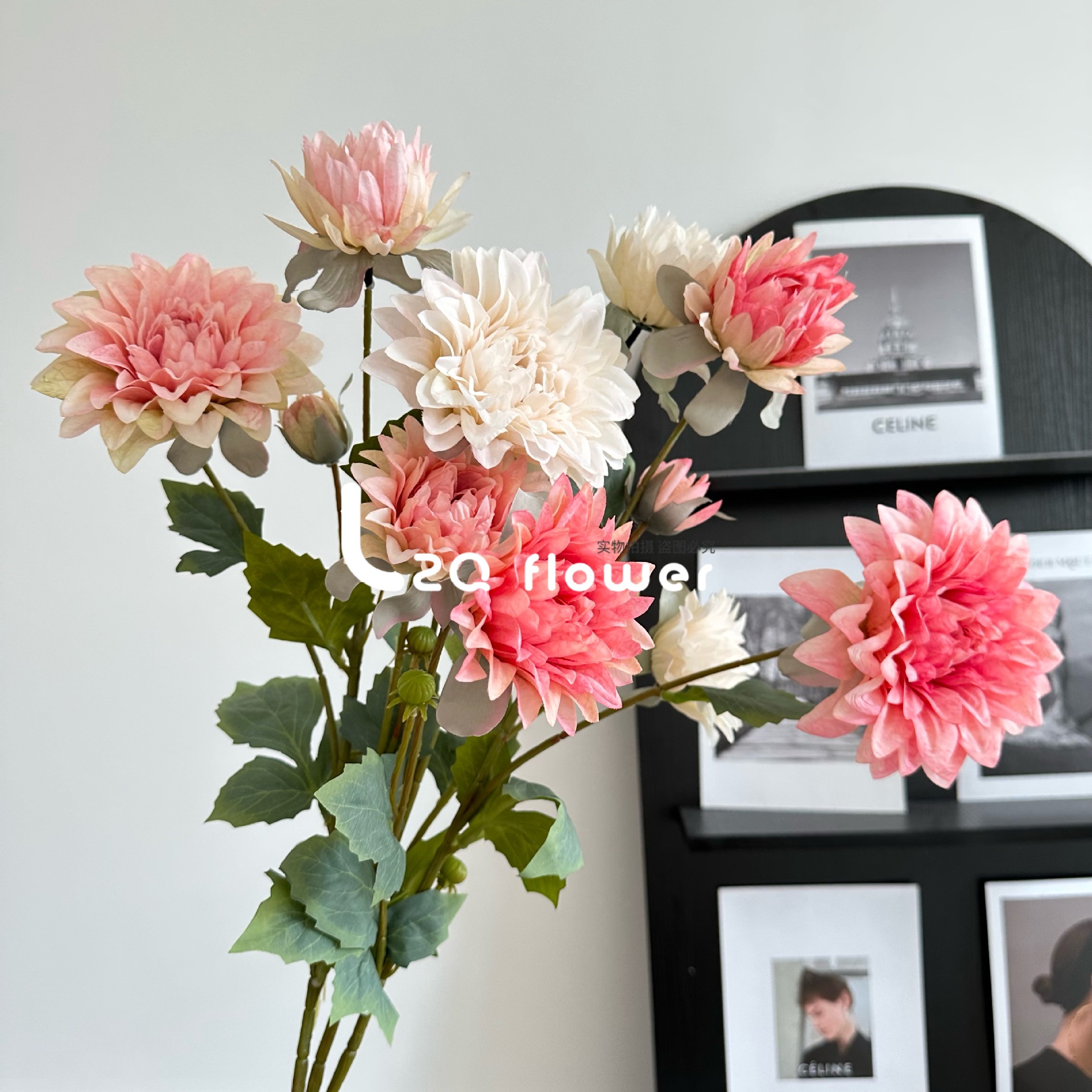 4 유화 달리아 하이 퀄리티 홈 장식 가짜 꽃 웨딩 꽃꽂이 쇼핑몰 창 레이아웃 소품 꽃 꽃다발