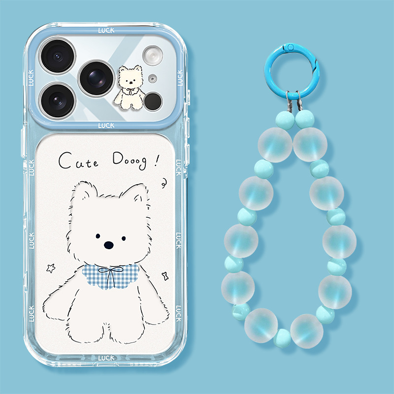 West Highland bracelet-style phone case for Apple 18pm, iPhone 16, transparent, cute cartoon design, 17, with precise cutouts, and drop-resistant