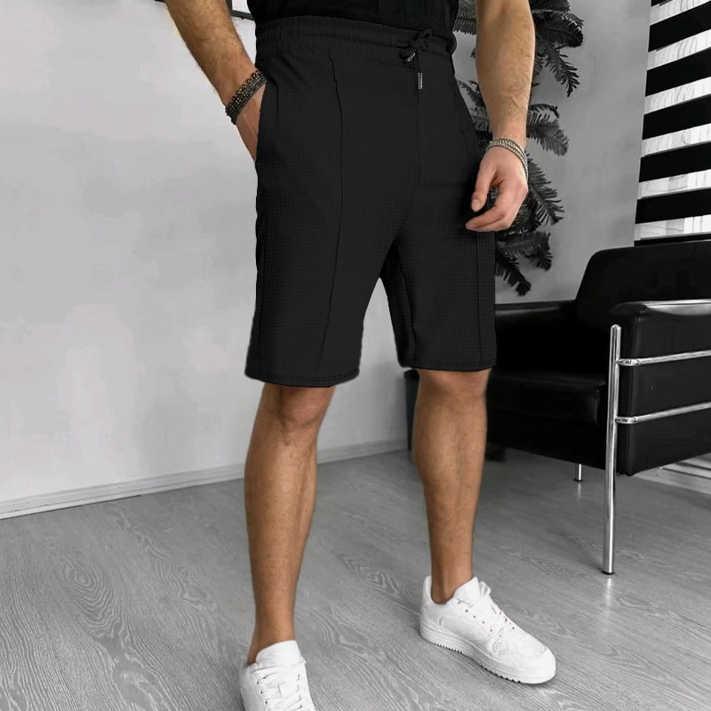 Men's Waffle Knit Shorts - Breathable Loose Fit 5-Inch Inseam Casual Summer Shorts Breathable Waffle Texture_viptrois.com