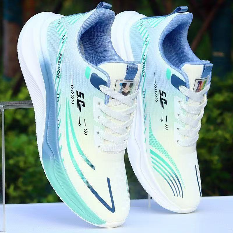 Men's Shoes 2025 Spring New Leather Ultra-Light Running Shoes Mesh Sports Casual Shoes Non-Slip Wear-Resistant Large Size Men's Shoes