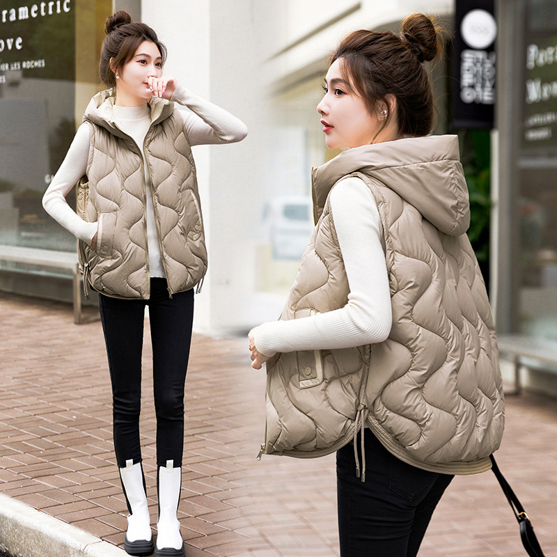 2025 chaleco de algodón brillante para mujeres corto invierno de otoño chaleco de algodón collar de collar de algodón hombro de los estudiantes de algodón abrazadera chaqueta de moda image 7