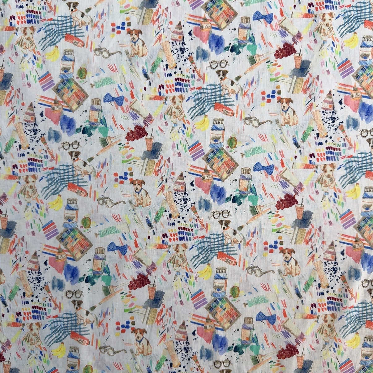 英国liberty国产平替80支府绸copy studio小狗画家纯棉印花布