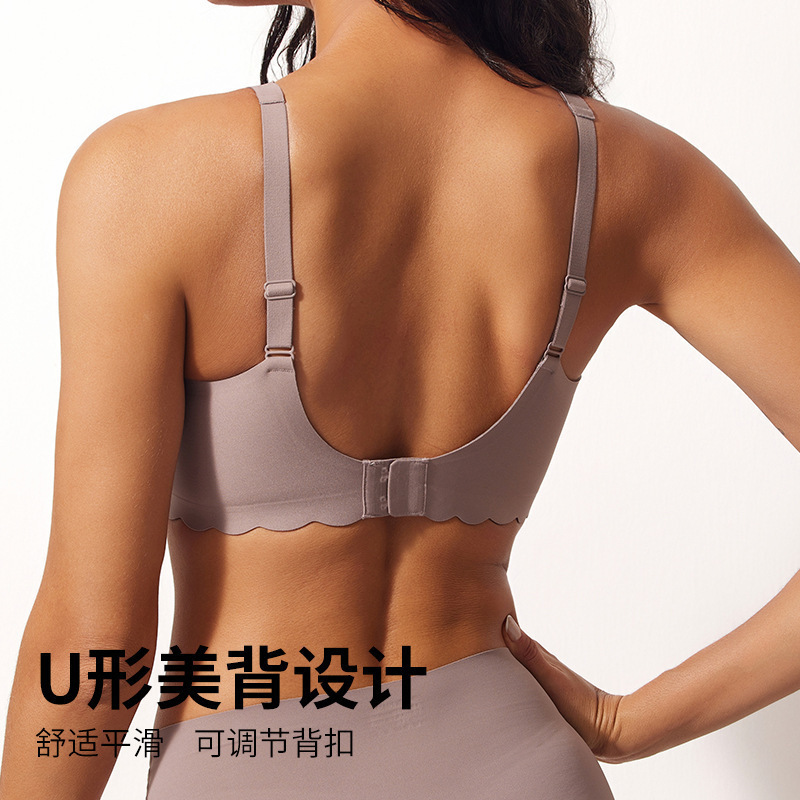 跨境果冻内衣薄款大胸大码聚拢无痕内衣无钢圈防下垂文胸内衣女士|undefined