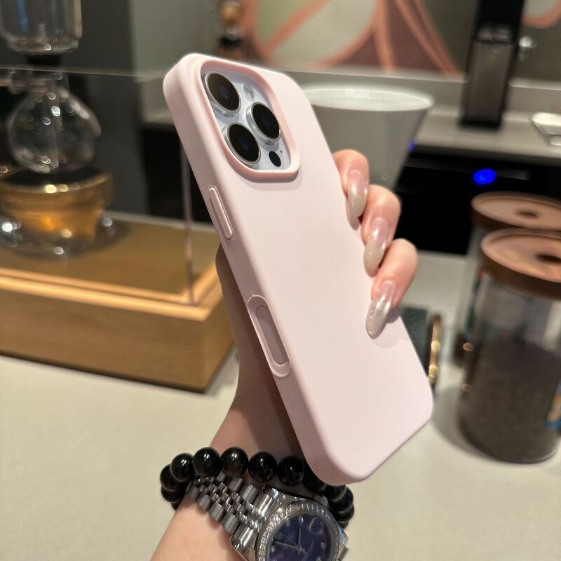 Suitable for Iphone17Promax Mobile Phone Case Pure Color Liquid Silicone 16Ai Integrated Button 15 Large Hole Anti-Fall Cover