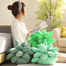 跨境新款网红仿真植物多肉抱枕毛绒玩具办公室椅垫靠枕家居装饰