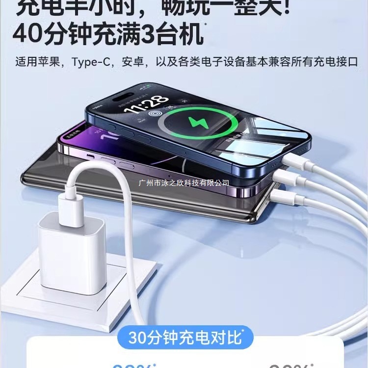 充電器 100W スリーインワン ワイヤレスデータケーブル 100W 充電ヘッド 1 対 3 多機能マルチヘッド 3 ヘッド充電ケーブル|undefined
